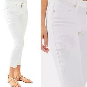 Lilly Pulitzer White Embroidered Jeans South Ocean Skinny Crop Size 6 Minimalist